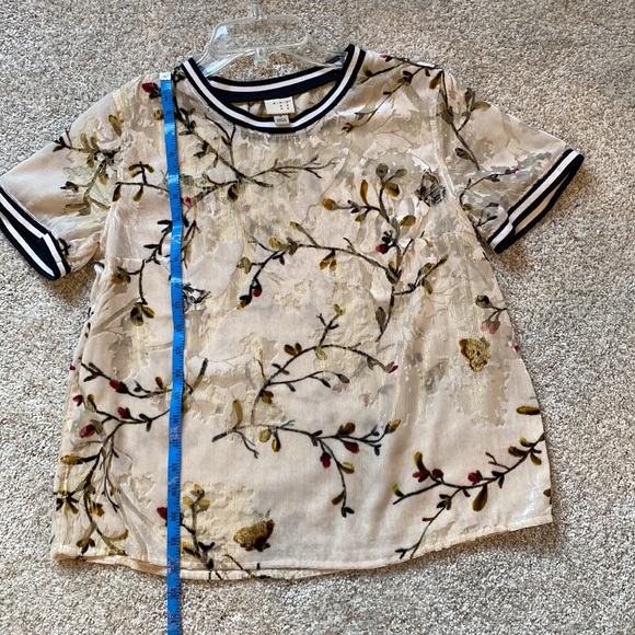 Vintage inspired cherry blossom sparkle burnout metallic ringer tee - Picture 7 of 10